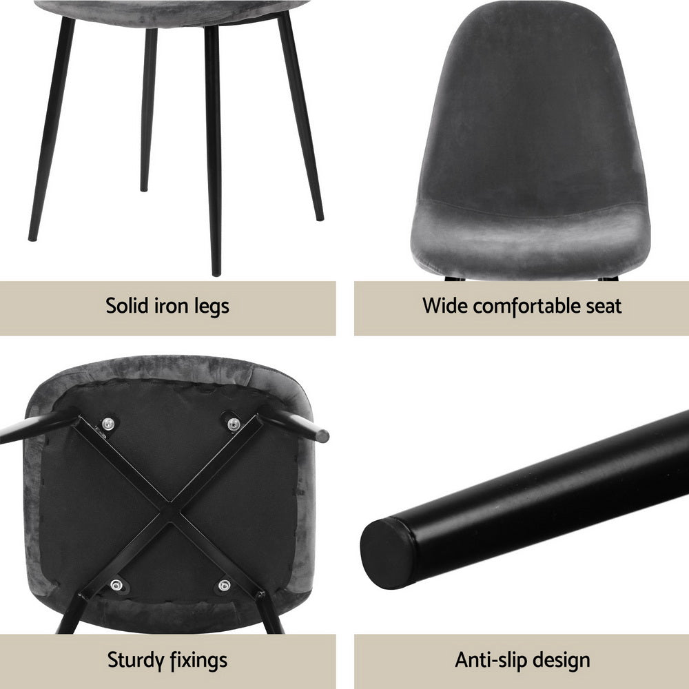 1 Artiss Dining Table and 4 Chairs Set Grey Metal-Furniture &gt; Dining &gt; Dining Set-PEROZ Accessories