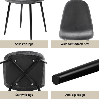 1 Artiss Dining Table and 4 Chairs Set Grey Metal-Furniture &gt; Dining &gt; Dining Set-PEROZ Accessories