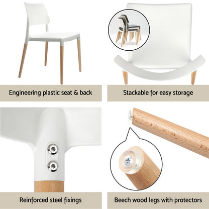 1 Artiss Dining Table and 4 Chairs Set White Wood-Furniture &gt; Dining &gt; Dining Set-PEROZ Accessories