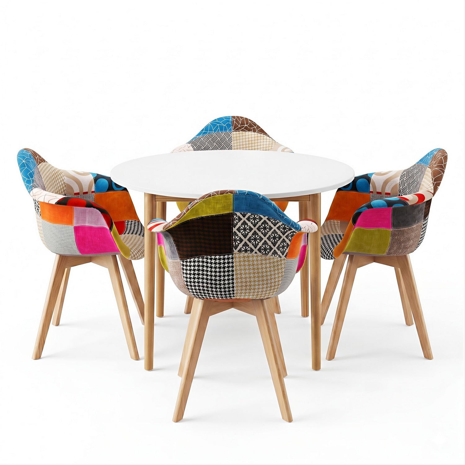 1 Artiss Dining Table and 4 Mid Century Chairs Set White
