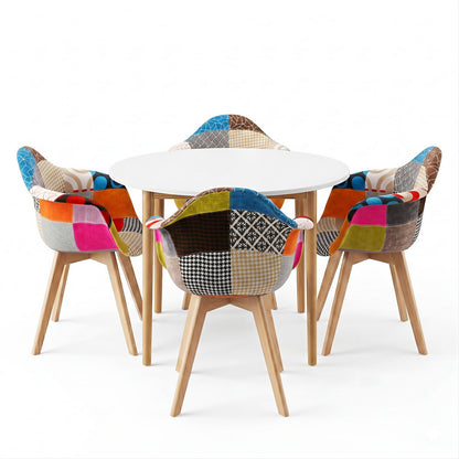 1 Artiss Dining Table and 4 Mid Century Chairs Set White