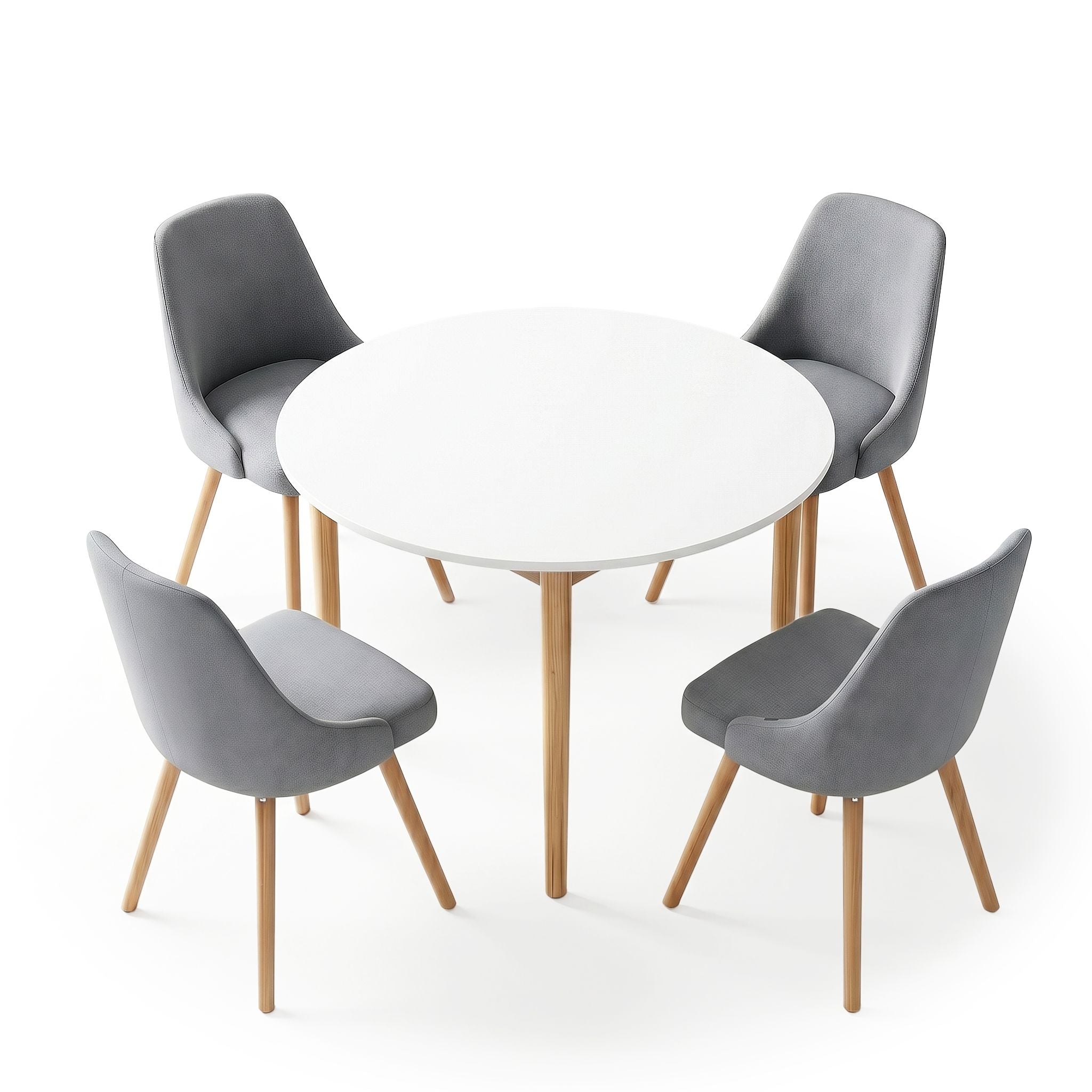 Artiss Round Dining Table and Chairs Set 5pcs Compact Kitchen Furniture White Natural Wood &amp; Grey