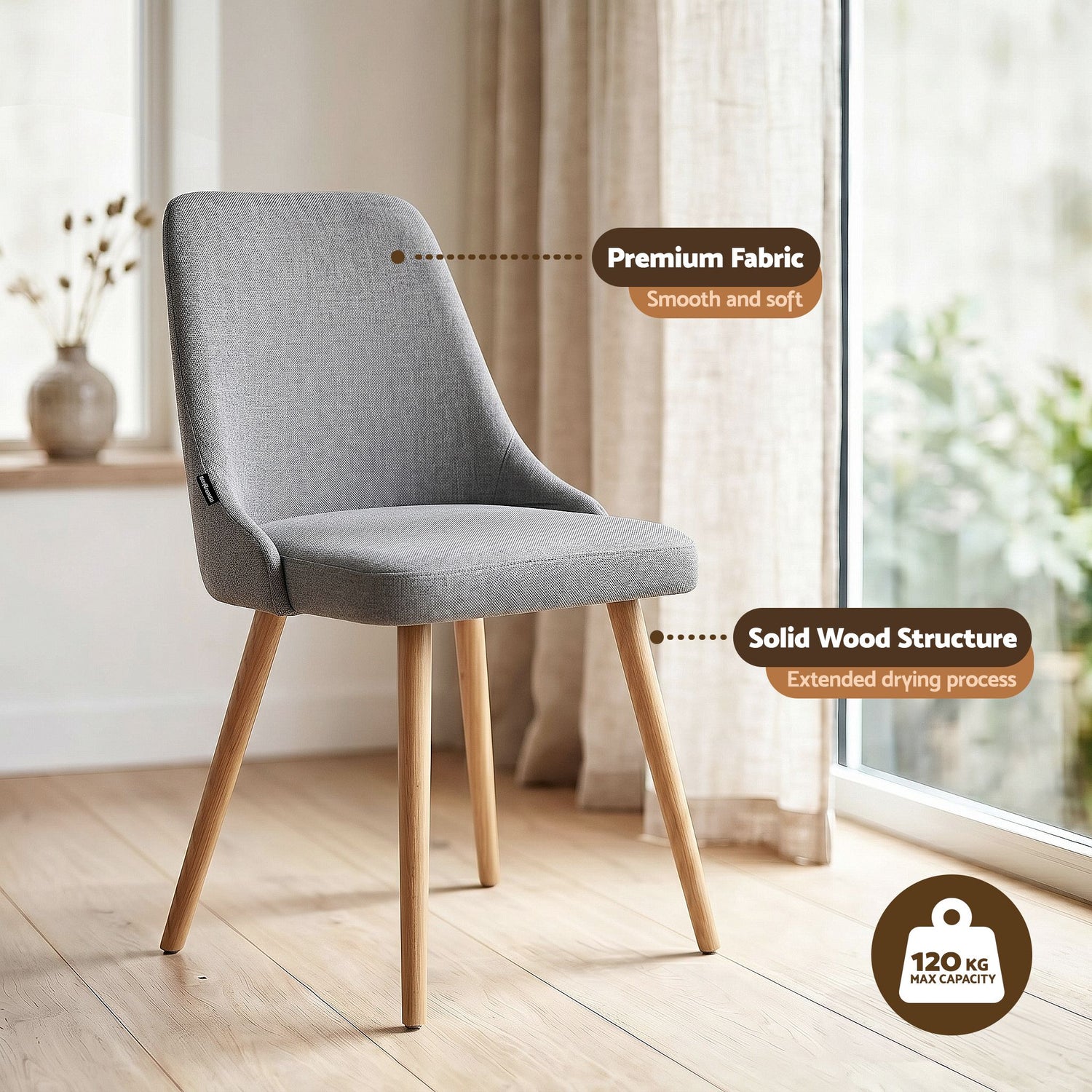 Artiss Round Dining Table and Chairs Set 5pcs Compact Kitchen Furniture White Natural Wood &amp; Grey