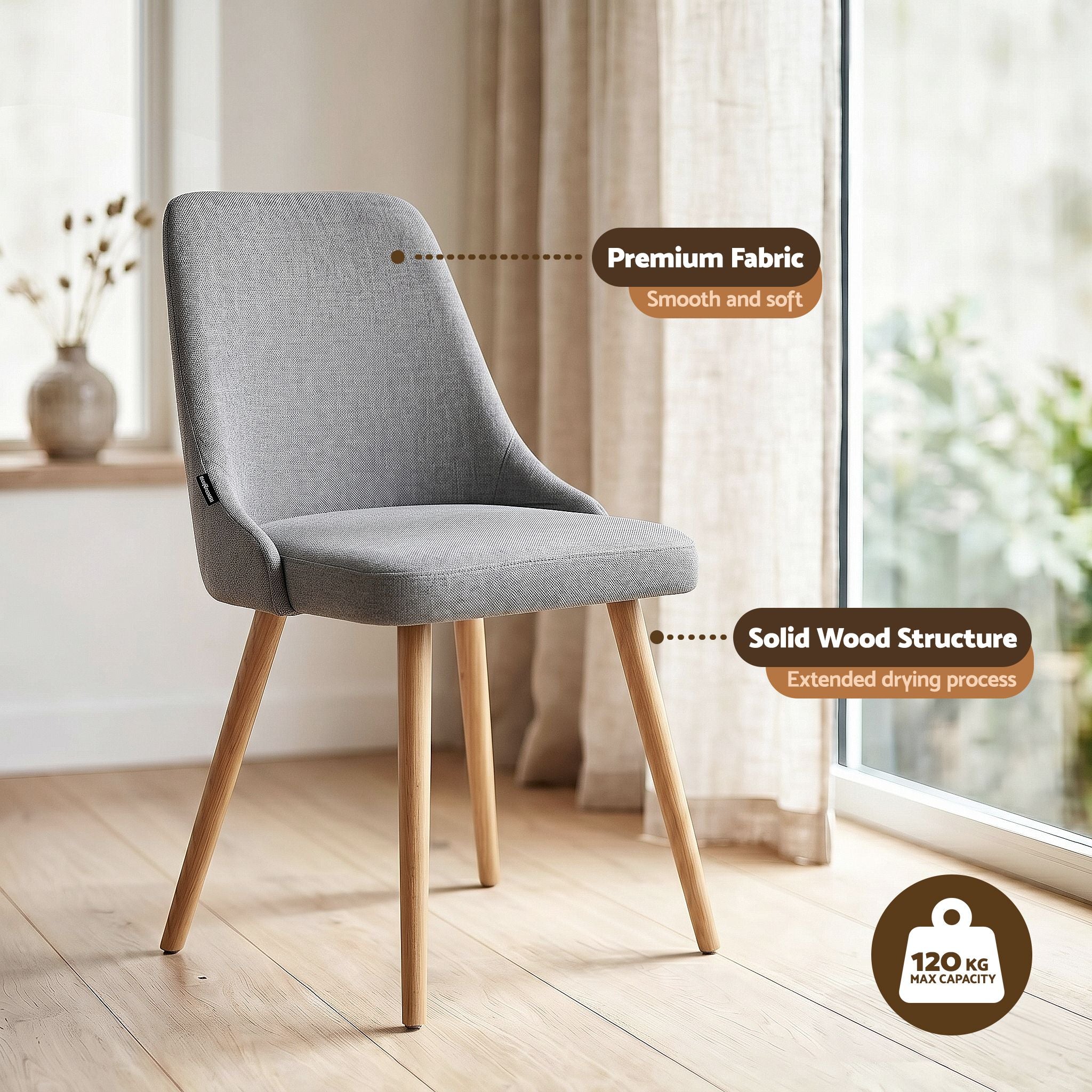 Artiss Round Dining Table and Chairs Set 5pcs Compact Kitchen Furniture White Natural Wood &amp; Grey