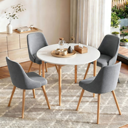 Artiss Round Dining Table and Chairs Set 5pcs Compact Kitchen Furniture White Natural Wood &amp; Grey