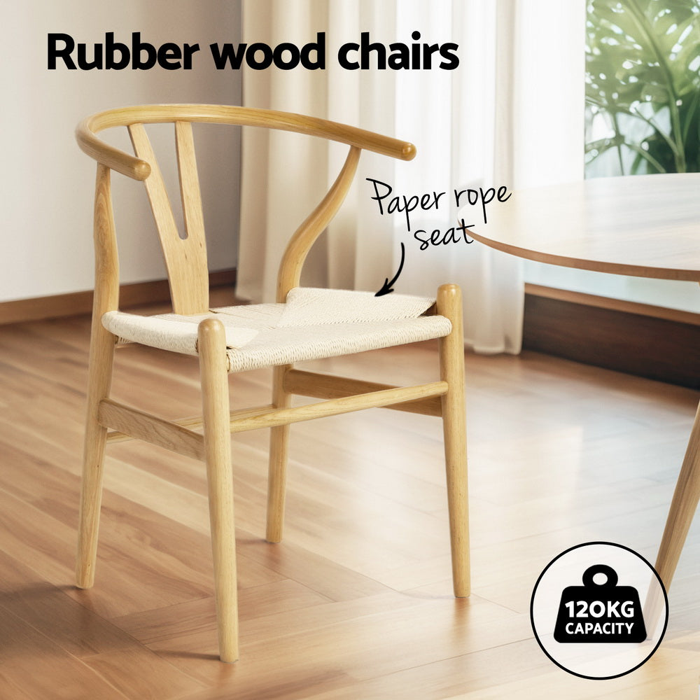 1 Artiss Dining Table and 4 Chairs Set Wishbone Wood-Furniture &gt; Dining &gt; Dining Set-PEROZ Accessories