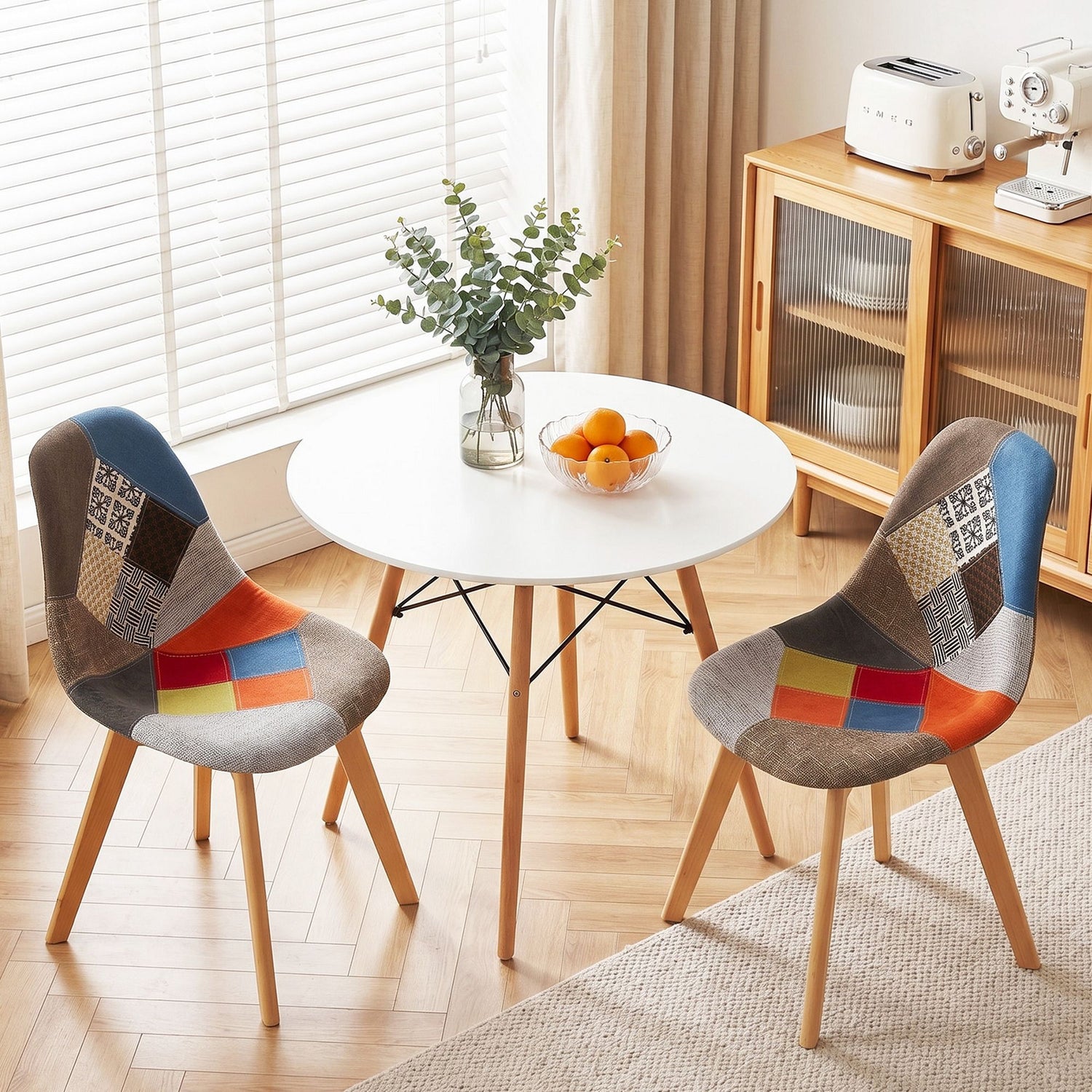 Artiss Dining Table and Chairs Set 3PCS Round 2 Seater Dining Set for Kitchen, Apartment, Dining Room White