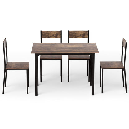 Artiss Dining Table and Chairs Set of 5 Compact Kitchen Furniture Rustic Brown-Furniture > Dining > Dining Set-PEROZ Accessories