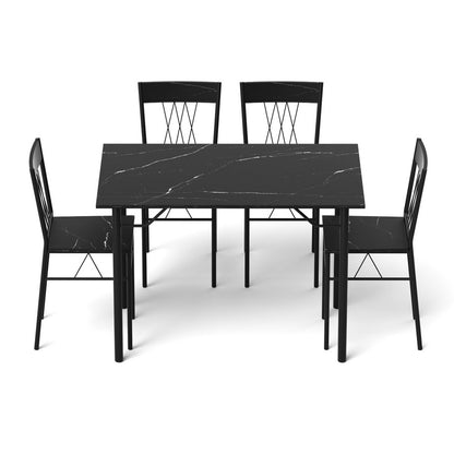 Artiss Dining Table and Chairs Set of 5 Compact Kitchen Furniture Marble Black-Furniture > Dining > Dining Set-PEROZ Accessories