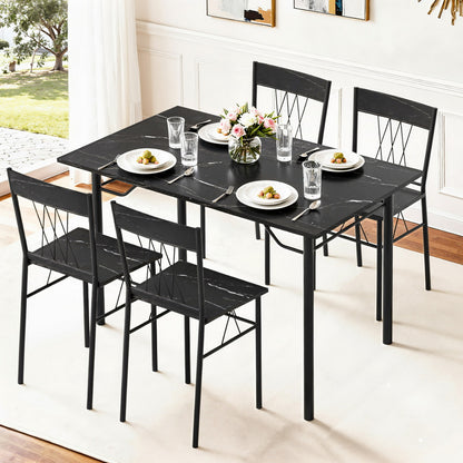 Artiss Dining Table and Chairs Set of 5 Compact Kitchen Furniture Marble Black-Furniture > Dining > Dining Set-PEROZ Accessories