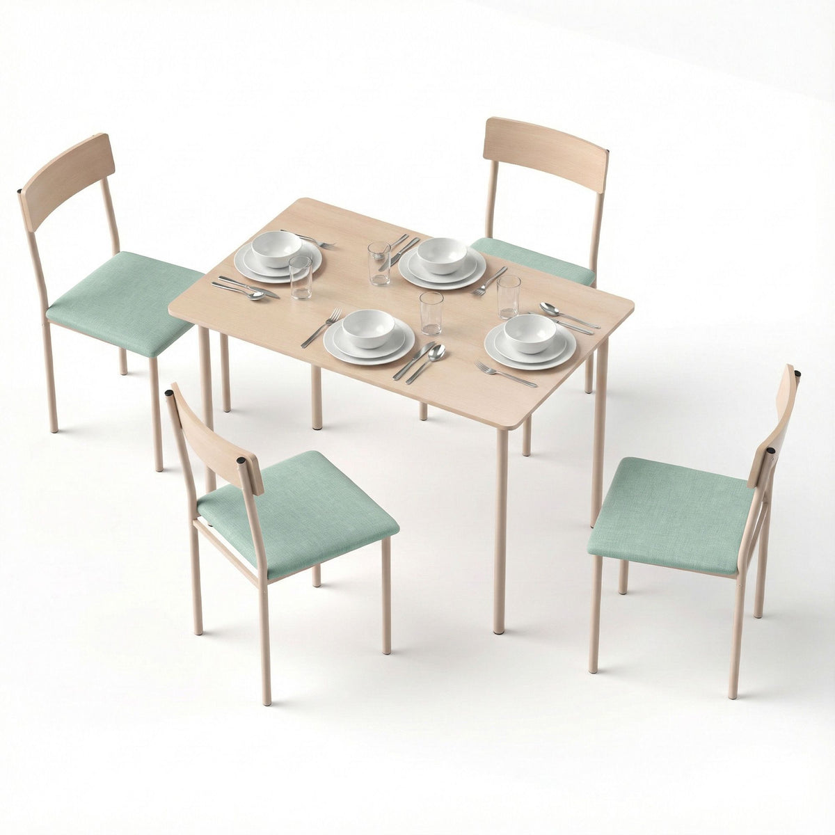 Artiss Dining Table and Chairs Set of 5 Compact Kitchen Furniture Natural Light Green