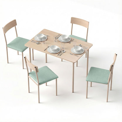 Artiss Dining Table and Chairs Set of 5 Compact Kitchen Furniture Natural Light Green