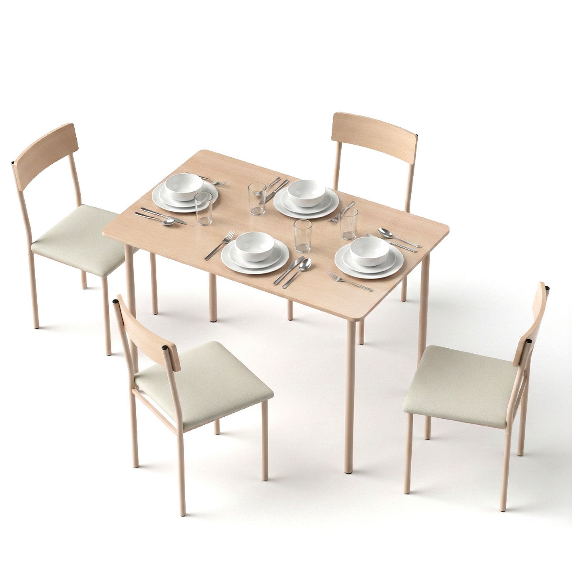 Artiss Dining Table and Chairs Set of 5 Compact Kitchen Furniture Natural Beige-Furniture > Dining > Dining Set-PEROZ Accessories