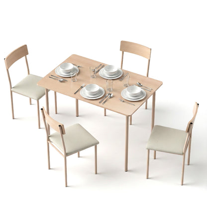 Artiss Dining Table and Chairs Set of 5 Compact Kitchen Furniture Natural Beige-Furniture > Dining > Dining Set-PEROZ Accessories