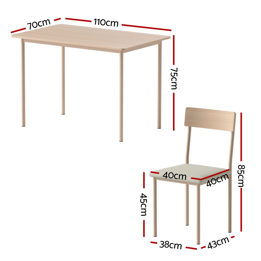 Artiss Dining Table and Chairs Set of 5 Compact Kitchen Furniture Natural Beige-Furniture > Dining > Dining Set-PEROZ Accessories