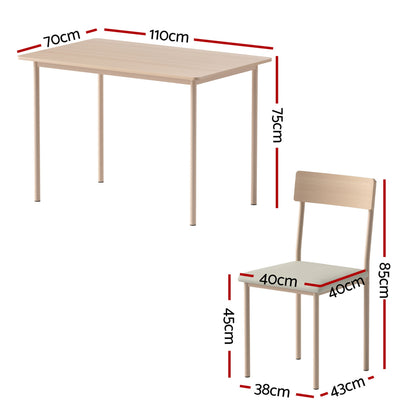 Artiss Dining Table and Chairs Set of 5 Compact Kitchen Furniture Natural Beige-Furniture > Dining > Dining Set-PEROZ Accessories