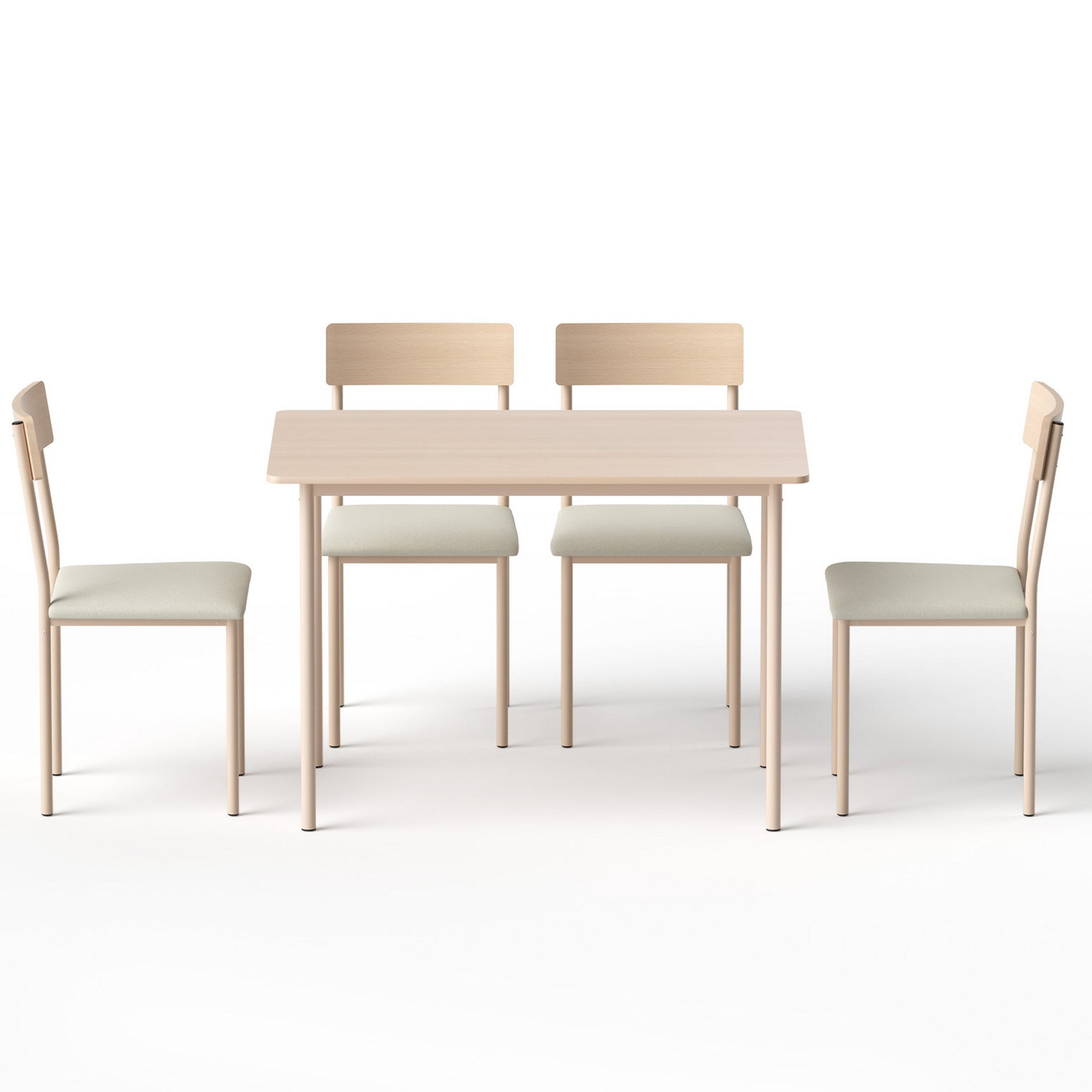 Artiss Dining Table and Chairs Set of 5 Compact Kitchen Furniture Natural Beige-Furniture > Dining > Dining Set-PEROZ Accessories