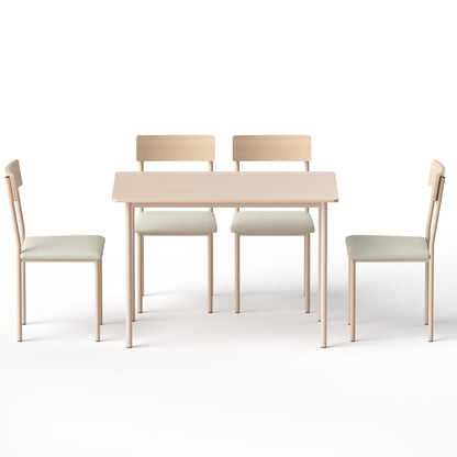 Artiss Dining Table and Chairs Set of 5 Compact Kitchen Furniture Natural Beige-Furniture > Dining > Dining Set-PEROZ Accessories