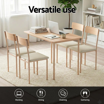 Artiss Dining Table and Chairs Set of 5 Compact Kitchen Furniture Natural Beige-Furniture > Dining > Dining Set-PEROZ Accessories