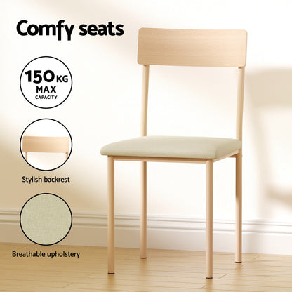 Artiss Dining Table and Chairs Set of 5 Compact Kitchen Furniture Natural Beige-Furniture > Dining > Dining Set-PEROZ Accessories