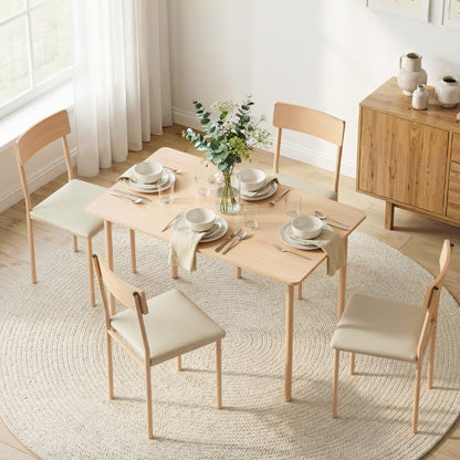 Artiss Dining Table and Chairs Set of 5 Compact Kitchen Furniture Natural Beige-Furniture > Dining > Dining Set-PEROZ Accessories