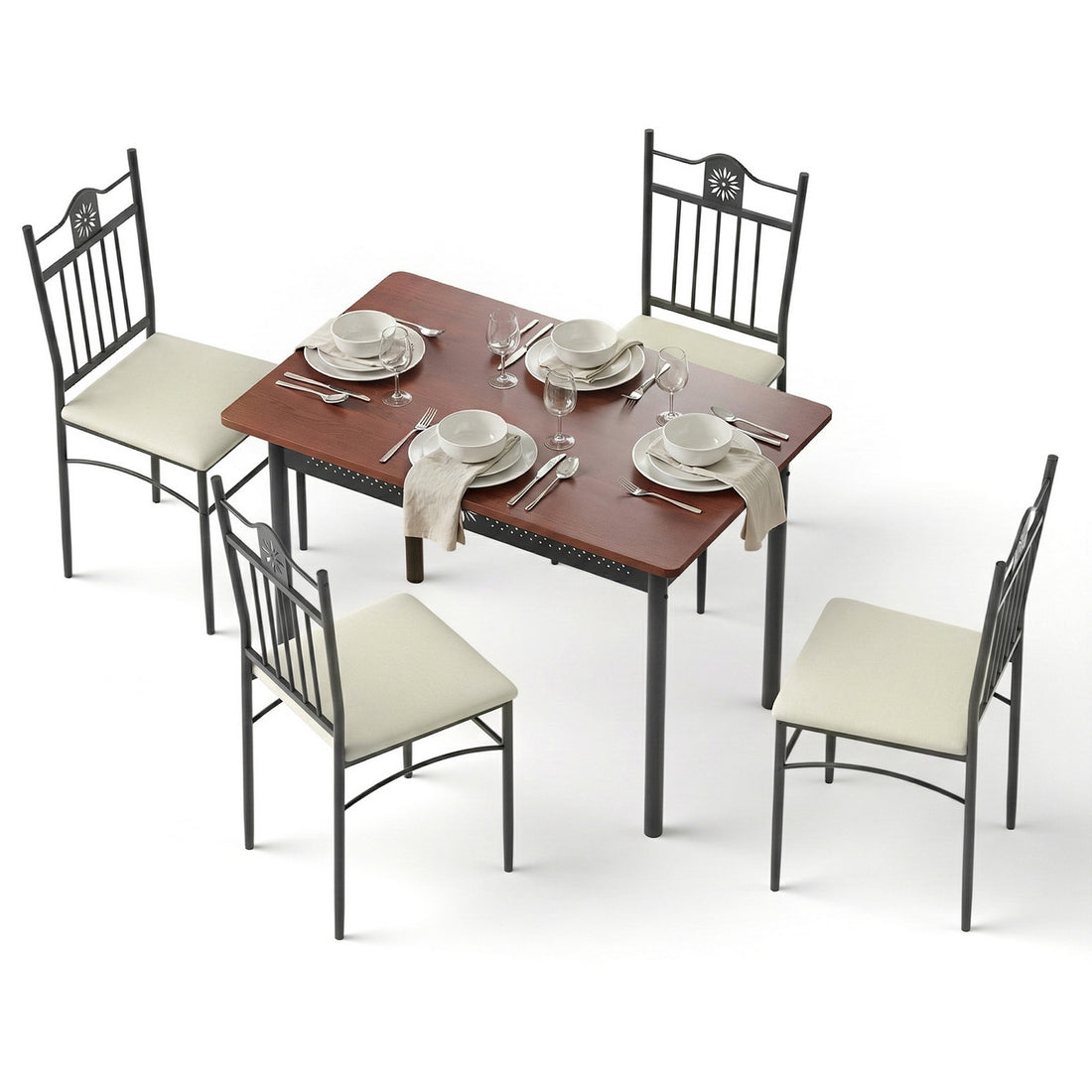 Artiss Dining Table and Chairs Set of 5 Compact Kitchen Furniture Upholstered-Furniture > Dining > Dining Set-PEROZ Accessories