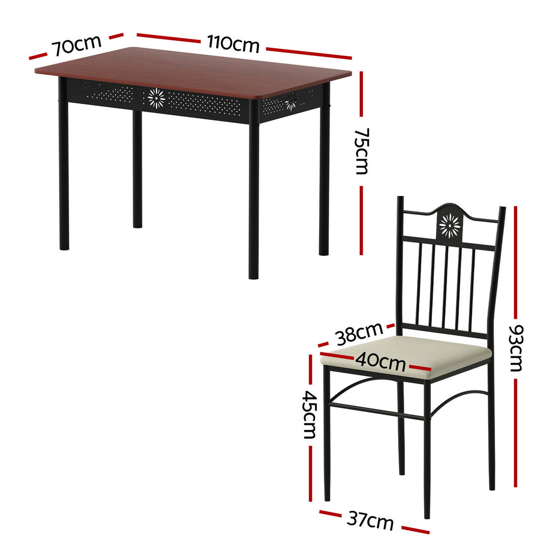 Artiss Dining Table and Chairs Set of 5 Compact Kitchen Furniture Upholstered-Furniture > Dining > Dining Set-PEROZ Accessories
