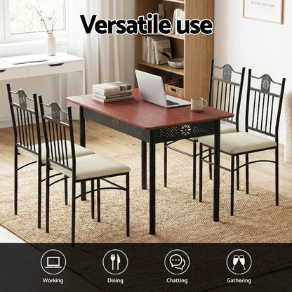 Artiss Dining Table and Chairs Set of 5 Compact Kitchen Furniture Upholstered-Furniture > Dining > Dining Set-PEROZ Accessories