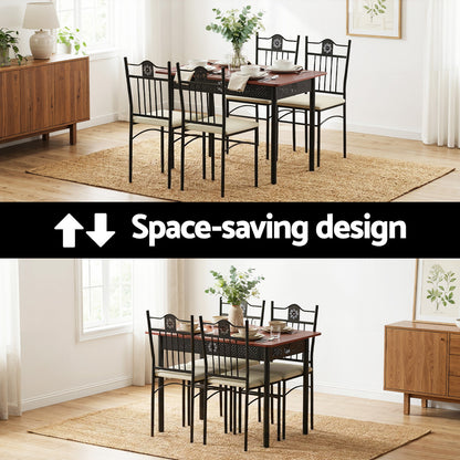 Artiss Dining Table and Chairs Set of 5 Compact Kitchen Furniture Upholstered-Furniture > Dining > Dining Set-PEROZ Accessories