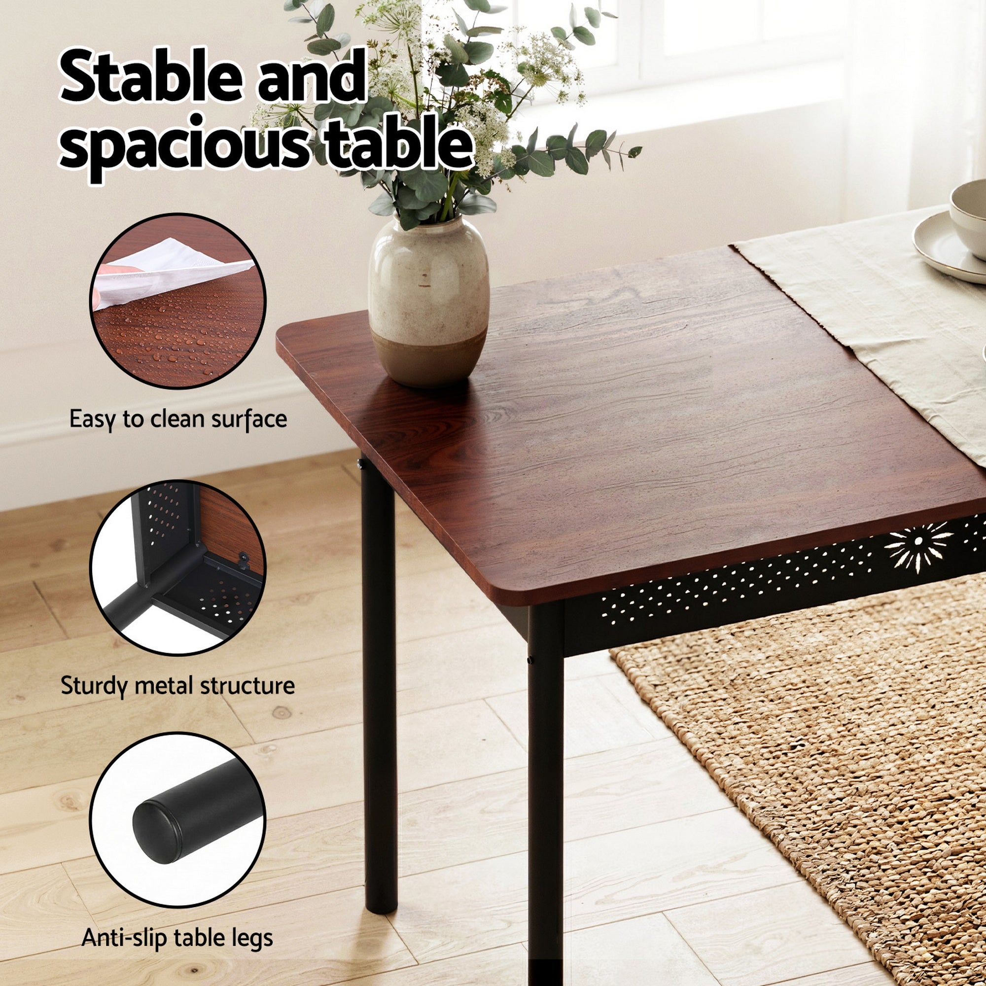 Artiss Dining Table and Chairs Set of 5 Compact Kitchen Furniture Upholstered-Furniture > Dining > Dining Set-PEROZ Accessories