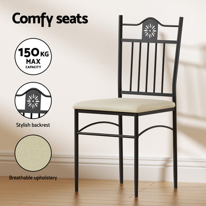 Artiss Dining Table and Chairs Set of 5 Compact Kitchen Furniture Upholstered-Furniture > Dining > Dining Set-PEROZ Accessories