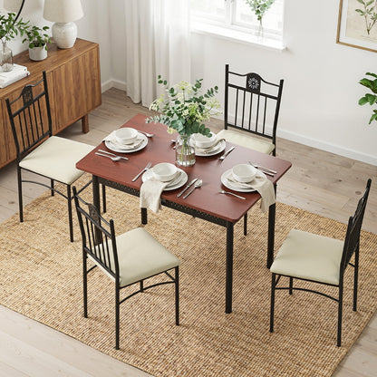 Artiss Dining Table and Chairs Set of 5 Compact Kitchen Furniture Upholstered-Furniture > Dining > Dining Set-PEROZ Accessories