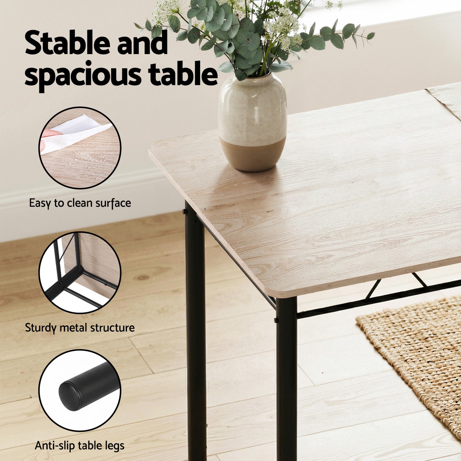 Artiss Dining Table and Chairs Set of 5 Compact Kitchen Furniture Modern Oak-Furniture > Dining > Dining Set-PEROZ Accessories