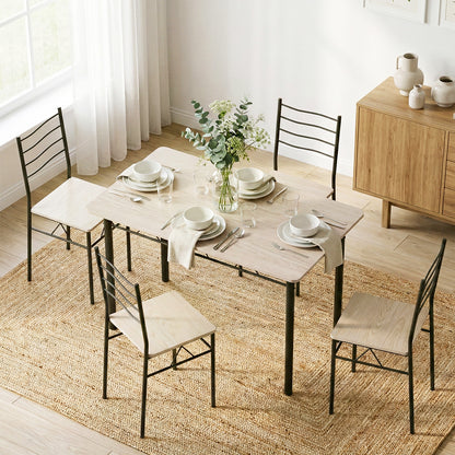 Artiss Dining Table and Chairs Set of 5 Compact Kitchen Furniture Modern Oak-Furniture > Dining > Dining Set-PEROZ Accessories