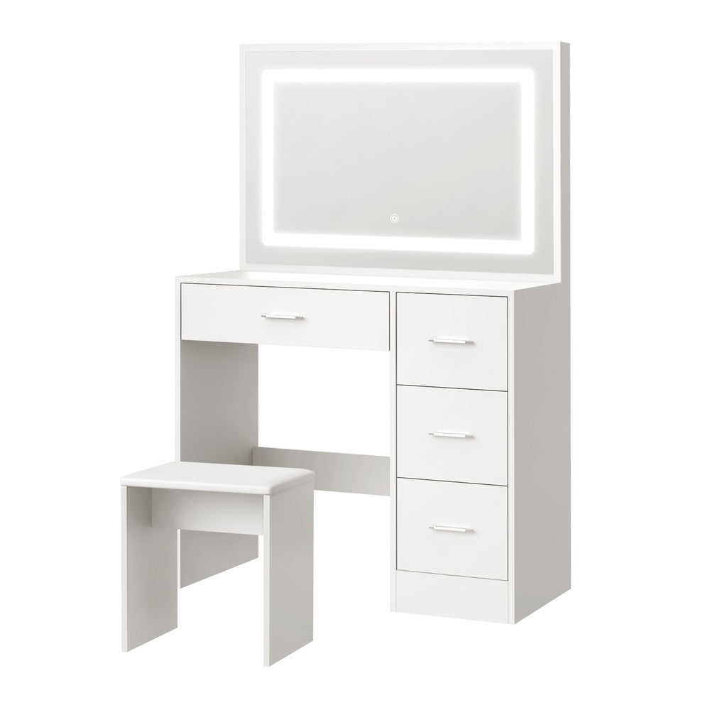 Oikiture Dressing Table Stool Set Large Mirror LED Light White-Dressing Table-PEROZ Accessories