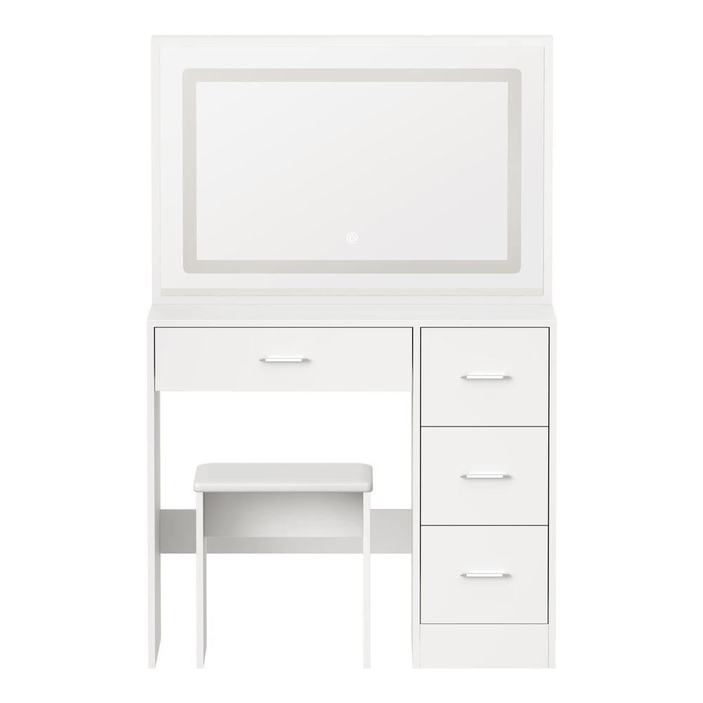 Oikiture Dressing Table Stool Set Large Mirror LED Light White-Dressing Table-PEROZ Accessories