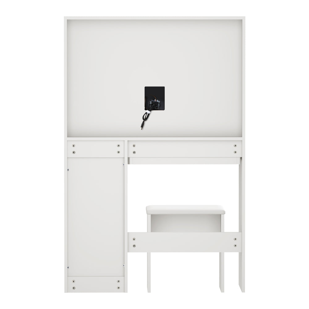 Oikiture Dressing Table Stool Set Large Mirror LED Light White-Dressing Table-PEROZ Accessories