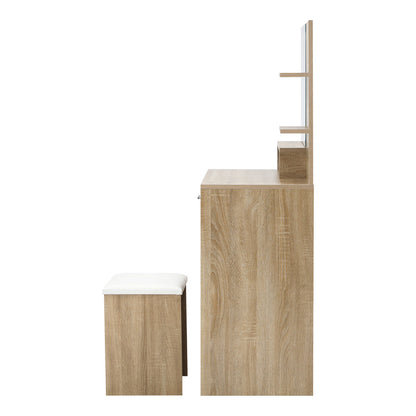 Oikiture Dressing Table Stool Set LED Light Large Cabinet Natural-Dressing Table-PEROZ Accessories