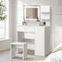 Oikiture Dressing Table Stool Set LED Light Large Cabinet White-Dressing Table-PEROZ Accessories