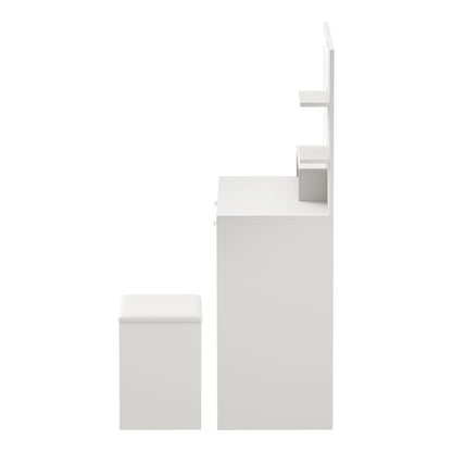 Oikiture Dressing Table Stool Set LED Light Large Cabinet White-Dressing Table-PEROZ Accessories