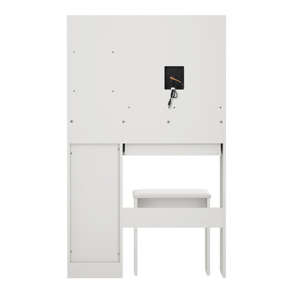 Oikiture Dressing Table Stool Set LED Light Large Cabinet White-Dressing Table-PEROZ Accessories