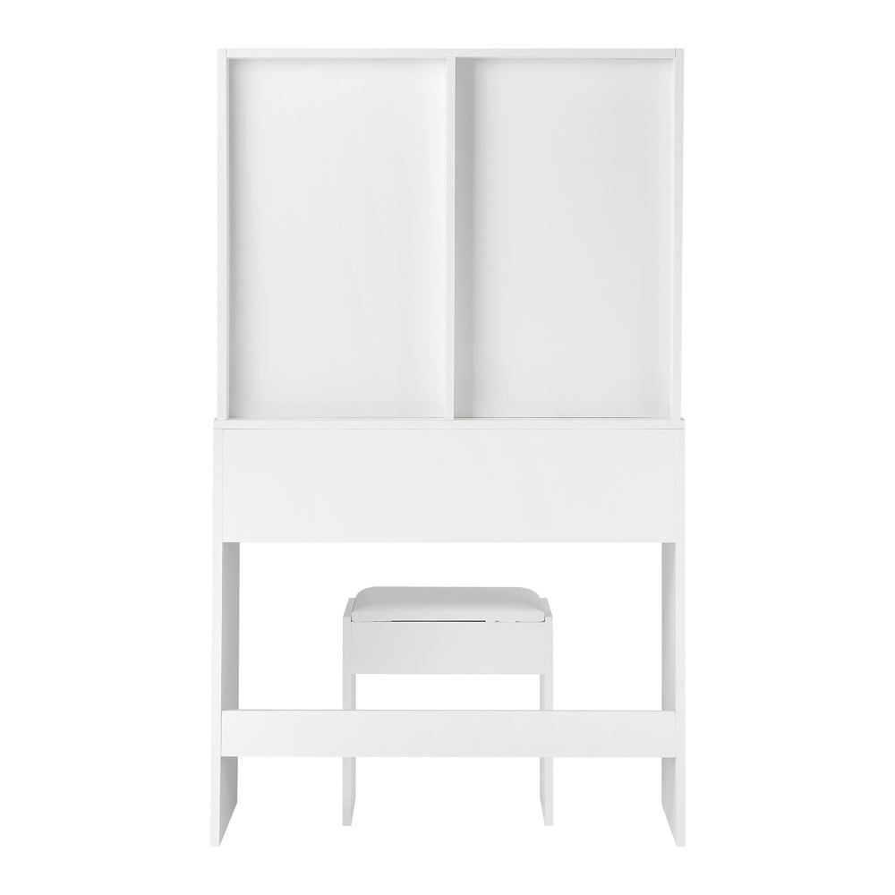 Oikiture Dressing Table Stool Set Makeup Mirror Storage Desk 10 LED Bulbs White-Dressing Tables-PEROZ Accessories