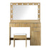 Oikiture Dressing Table Stool Set Makeup Large Mirror Dresser 12 LED Bulbs Oak-Dressing Tables-PEROZ Accessories