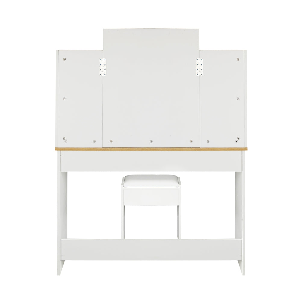 Oikiture Dressing Table Stool Set Makeup Mirror Storage Drawer 10 LED Bulbs-Dressing Tables-PEROZ Accessories