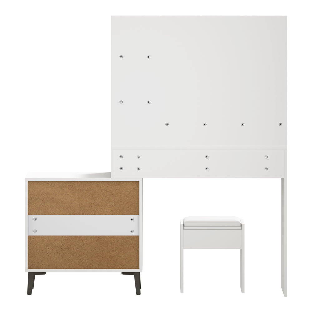 Oikiture Dressing Table Stool Set 10 LED Bulbs White-Dressing Table-PEROZ Accessories