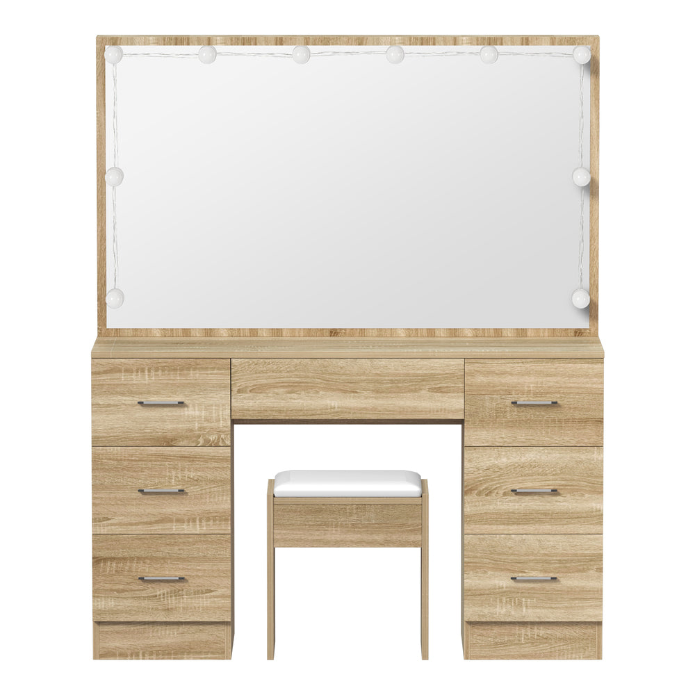 Oikiture Dressing Table Large LED Mirror Natural-Dressing Table-PEROZ Accessories