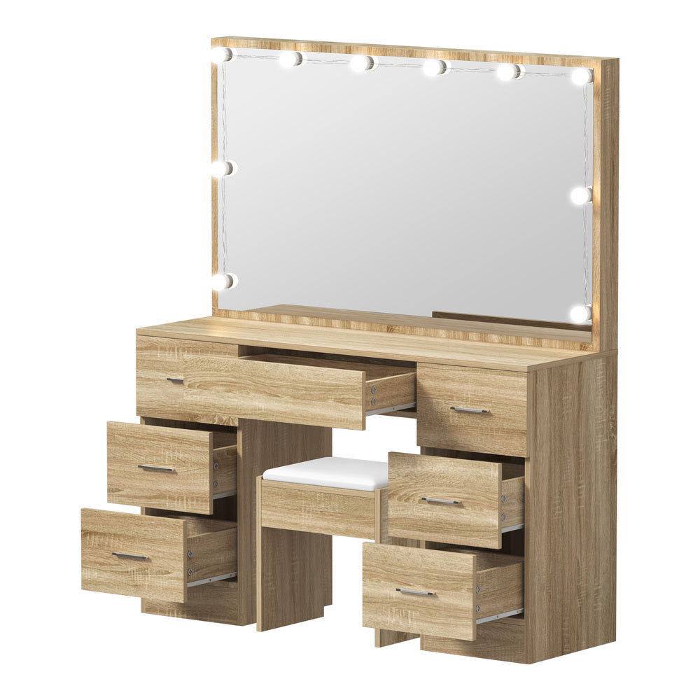 Oikiture Dressing Table Large LED Mirror Natural-Dressing Table-PEROZ Accessories