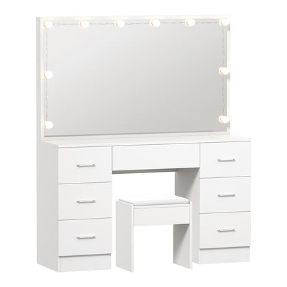 Oikiture Dressing Table Large LED Mirror White-Dressing Table-PEROZ Accessories