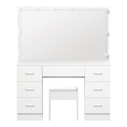 Oikiture Dressing Table Large LED Mirror White-Dressing Table-PEROZ Accessories
