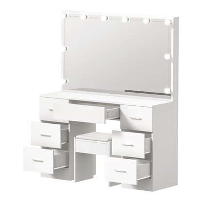 Oikiture Dressing Table Large LED Mirror White-Dressing Table-PEROZ Accessories